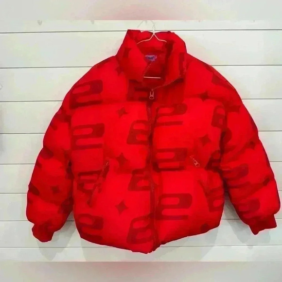 EDIKTED red monogram puffer size small - Picture 1 of 4